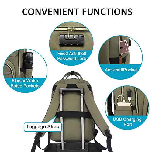 Lovevook Laptop Backpack For Men & Women Unisex Travel Anti-Theft Bag Business Work Computer Backpacks Purse College Bag, Casual Hiking Daypack With Lock, 15.6 Inch, Army Green #TOP3