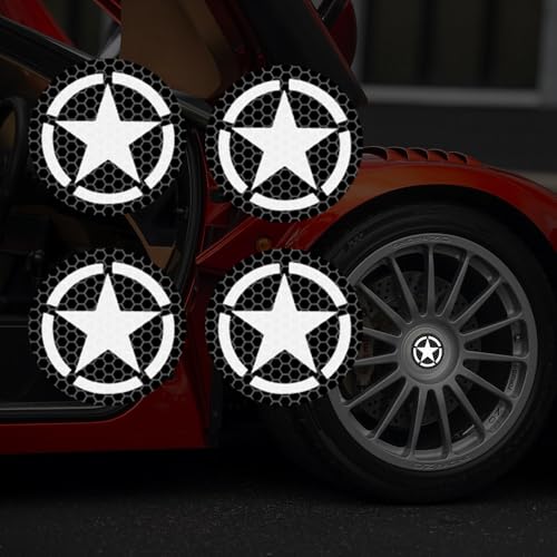 Leniutor 4PCS Star Car Wheel Hub Center Cap Sticker,