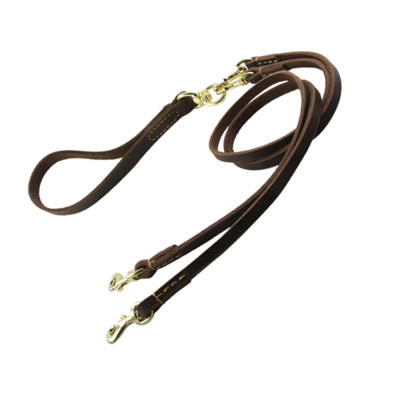 SHINEOFI Guinzaglio Doppio Per Cani Regolabile in Pelle Resistente 1,6x120 Cm Per Cuccioli e Animali Domestici Sicurezza e Comfort Durante La Camminata