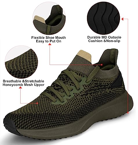 Image of Abboos Sneakers for Women Walking Shoes Womens Comfy Tennis Memory Foam Gym Workout Athletic Nursing Running Work Shoes Green Size 5.5