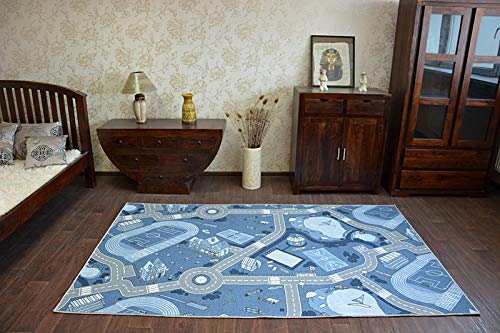 rugsx Tappeto antiscivolo STREET wall-to-wall per qualsiasi stanza, soggiorno, camera da letto, camera dei bambini, tappetino, moquette, STRADA blu, diverse dimensioni, 100x500 cm