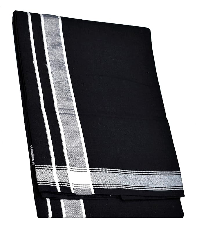 Set of 2 Men's Cotton Dhoti/Kerala Style Dhoti, 2.0 Meter4