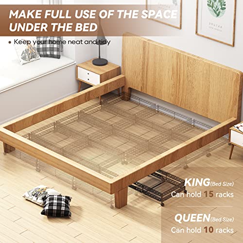 Under Bed Storage Containers with Wheels - Shoe Storage Organizer Drawer, Tool-free Assembly Metal Underbed Storage Containers for Bedroom Clothes, Shoes, Blankets - 2 Pack