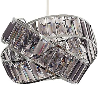 MiniSun Modern Polished Chrome & Smoked Acrylic Jewel Intertwined Rings Design Ceiling Pendant Light Shade - Complete with a 6w LED GLS Bulb [3000K Warm White]