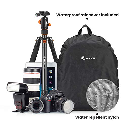 TARION Camera Backpack Waterproof Case Bag with Laptop Compartment and Rain Cover for DSLR SLR Camera Lens Flash Accessories (Grey)