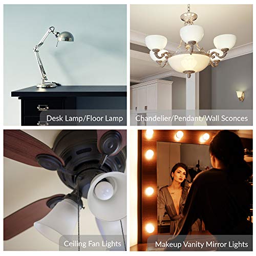 Simba Lighting Led Candelabra E12 Base G14 Small Globe 5W 40W Replacement Light Bulb (6 Pack) For Ceiling Fan, Chandelier, Vanity, Round A15 Frosted White Cover, Non-Dimmable, 3000K Soft White #TOP3