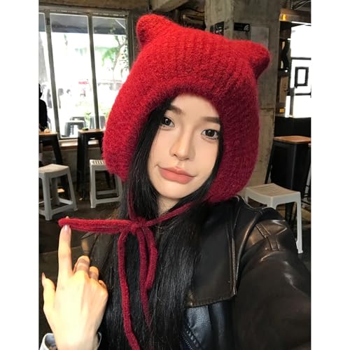 Bear Ears Shape Hat Stage Performances Hat Soft Sister Lolitas Hat Ponytail Hat for Women and Girls Warm4