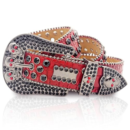 Rhinestone Skull Belt Men Women Bling Stylish Belt Leather Diamond Belts For Jeans Dress