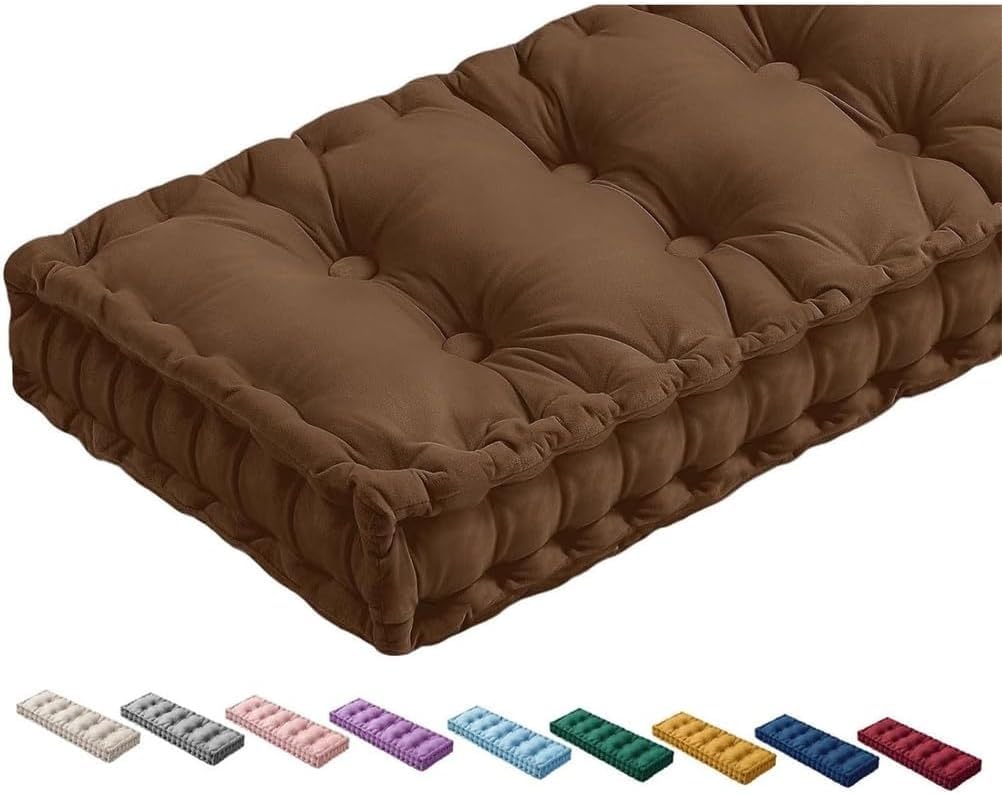 KKXXYQFC Cuscini Spessi per Panca per Interni/Esterni con Manico Cuscino da Pavimento Trapuntato per Cuscini per divani da Giardino/Patio/Altalena (Marrone 140x28x10 cm)