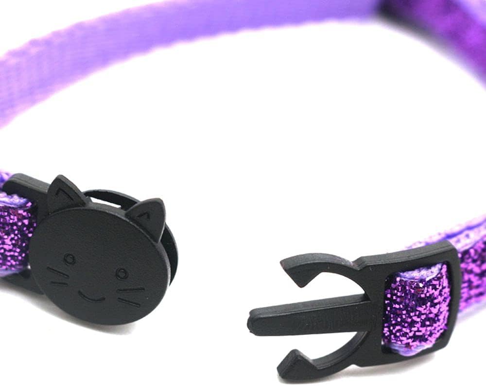 BWESOO Katzenhalsbänder mit Glöckchen, Katzenhalsband, glitzernd, verstellbar, Katzenhalsband, Zubehör für kleine, mittelgroße Hunde und Katzen, Violett