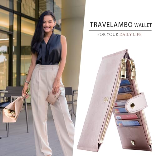 Image of Travelambo RFID Wallet Women Large Size Bifold Multi Card Wallet Case with Zipper Pocke Credit Card Holder for Women