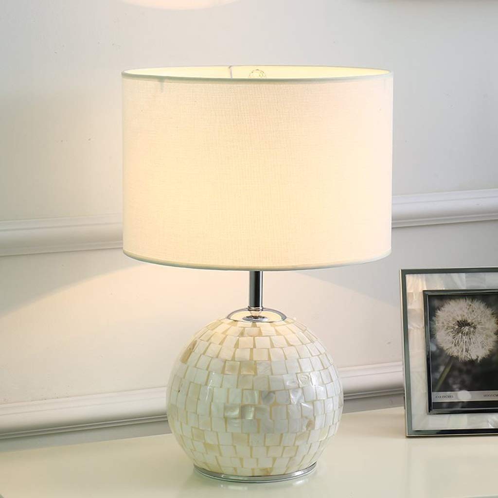 Lampy stołowe do sypialni Lampa biurkowa LED Shell Glass w kolorze białym Nowoczesny przycisk przełączający Lampa nocna do sypialni Pokój do nauki Kreatywny 20”