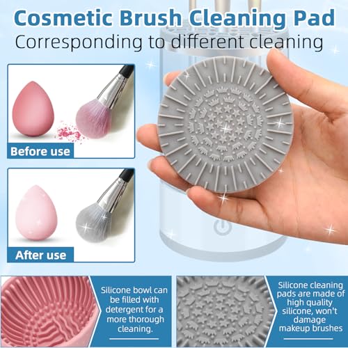 Pinselreiniger Make up Elektrisch, USB Make up Pinselreiniger Trockner Mit Silikon-Reinigungspads und Seifentabletten, Make up Pinsel Reiniger für Make-up-Pinsel Aller Größen