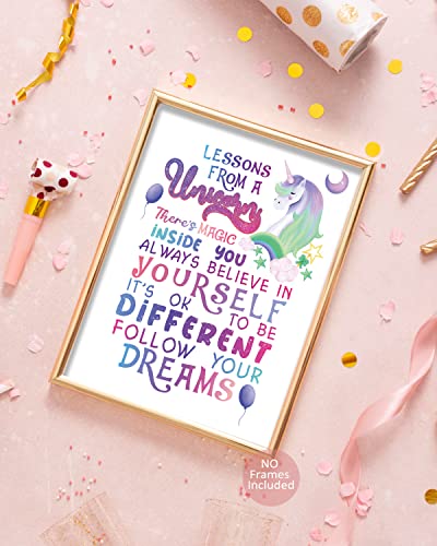 Mtl Hoe Positive Quote Affirmations Rainbow Fairy Mermaid Unicorn Girls Bedroom Wall Decor Art Print, Gift Inspirational Poster For Teen Girls Kids Room Bedroom Bathroom Wall Decor(8X10 Unframed) #TOP2