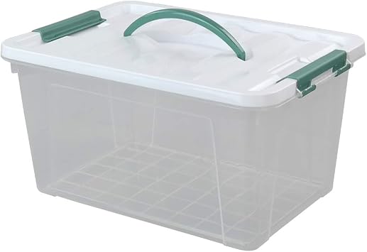 Gloreen 14 Quart Clear Storage Bins with Lid and Handle, Multipurpose