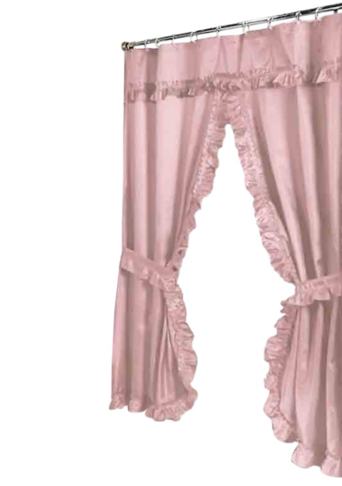 Collection Park Avenue Deluxe Collection "Lauren" Double Swag Shower Curtain, Rose