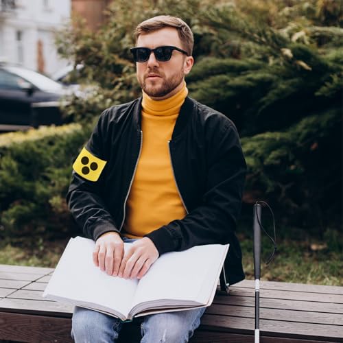 Armbinde Blindenbinde mit 2 Blindenabzeichen, Blindenzeichen Blindenplakette – Hilfsmittel für Sehbehinderte, Armbinde für Arm, Alltag & Reisen