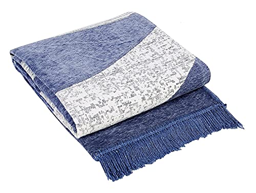 Image of Wave Design Sleek and Spacious Rectangular Chenille Carpet with Binding | Area Rug | Durries for Living Room, Bedroom |5X7 Feet (210 Cmx152 Cm) Grey