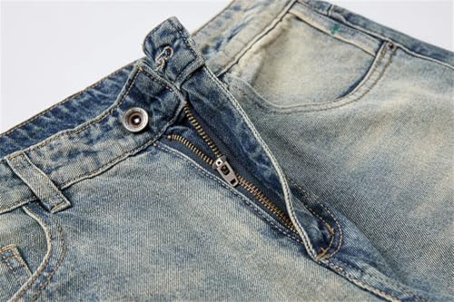 Men Wide Leg Pants Baggy Retro Blue Streetwear Full Length Trousers Vintage Loose Jeans3