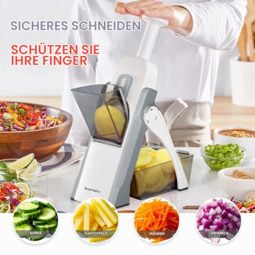 SupMaKin Gemüseschneider mit Auffangbecken Gemüsehobel Einstellbare Dicke – Ansicht 2