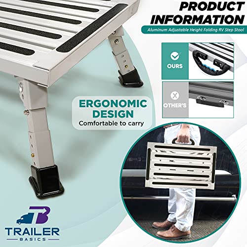 Trailer Basics Step Stool – Practical Folding Step Stool For Rvs – Durable Step Stools For Adults Foldable – Step Platform With Non-Slip Rubberized Legs – Secure And Safe Rv Step – 1000Lbs Capacity #TOP3