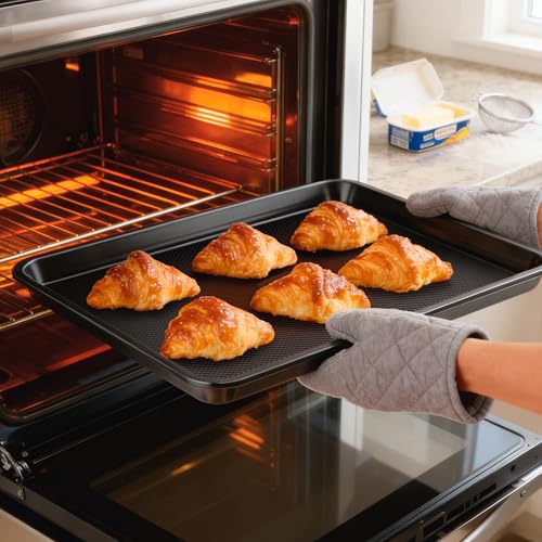 10-Piece Nonstick Bakeware Set, 0.8MM Thick Carbon Steel Baking Pan Set for Oven with Cookie Sheet, Muffin Pan, Pizza Pan, Loaf Pan and Cooling Rack, Stackable Kitchen Baking Set, PFOA/PTFE Free by Fire More - Used condition - Image 9