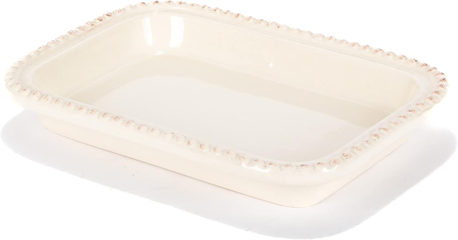 Cream Ceramic Butter Dish with Metal Work in Acanthus Leaf Design