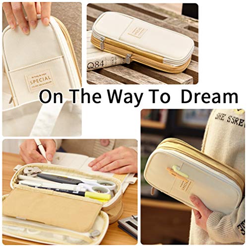 Easthill EASTHILL-M-KHAKI Big Capacity Pencil Pen Case Office College School Large Storage High Capacity Bag Pouch Holder Box Organizer Khaki thumb #4