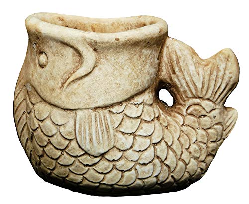 Classic Home and Garden Indoor Outdoor Cement Largemouth Bass Planter, Beige, 5.5"