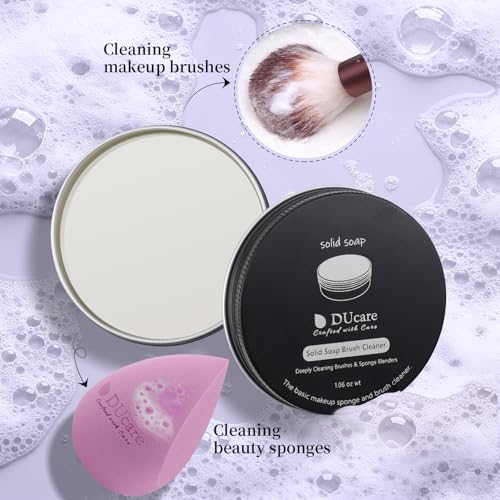 DUcare Limpiador de brochas de maquillaje, jabón, cepillo sólido, limpiador para limpiar esponjas de maquillaje - imagen 3