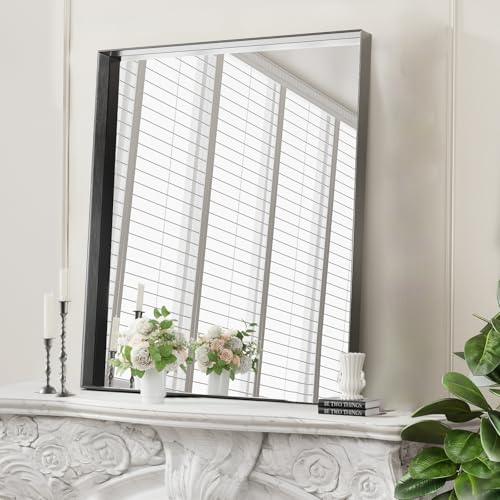 Image of Koonmi Bathroom Wall Mirror, 30x20 Black Mirror for Over Sink
