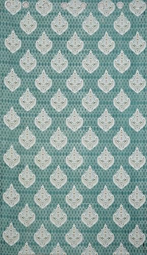 Image of Homefab India 2 Piece Polyester Printed Curtains Room Darkening Panel - Long Door 9 feet, Damask Green Curtain