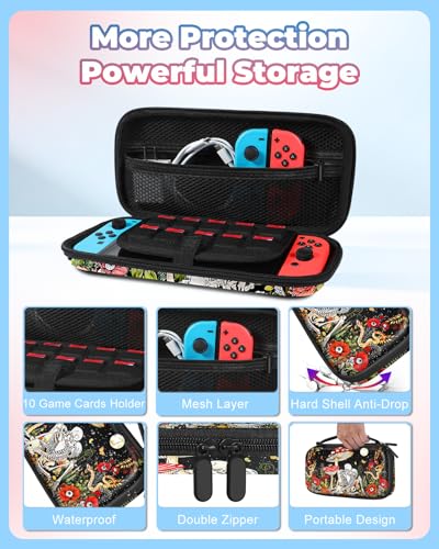 Gurgitat FOR NINTENDO SWITCH/SWITCH OLED Travel Carry Cases Hard Shell Protective Cover Mushroom Skull Cute Girls Boys Accessories Storage Pouch Bag For Nintendo Switch 2017/Oled 2021 thumb #3