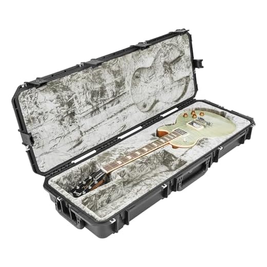 SKB iSeries Les Paul Guitar Hard Case, Waterproof Polypropylene Shell with Plush Interior, TSA Latches and Wheels for Travel Protection