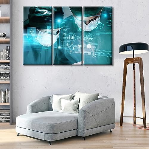 Image of TUMOVO 3 Panels Medical Examination Wall Art Surgery and Medical Wall Painting Clinical Laboratory Wall Art for Living Nosocomium Giclee Print Stretched and Framed Ready to Hang (42 inch Wx28 H)