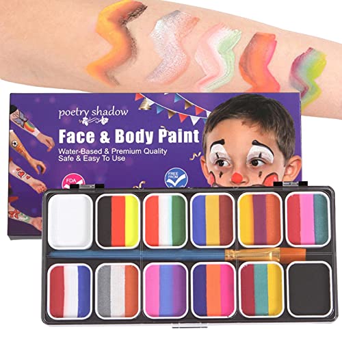 2 Pcs Kit de pintura de rosto de arco-íris | Kit de pintura facial profissional de 12 cores para cri