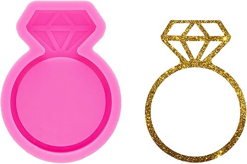 Molde de resina de silicona con forma de anillo súper brillante, molde de silicona con respaldo de anillo de gema de diamante, moldes de chocolate,