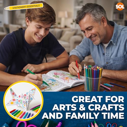 SOL 50 Felt Tip Colour Pens, Bright Colour Felt Pens for Smooth & Precise Writing & Colouring, Wide Range of Hues Selection Suitable for Kids and Adults, Great for Scrapbooking, Journaling & Arts - Image 3