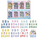 Hello Kitty and Friends 84 Pcs Glitter-Glamup & Metallic Press-On Nails Artificial Fake False Nails Set, Pre-Adhesive Full Cover Nail Tip Set for Kids, Girls, Tweens Ages 6+ by Townley Girl