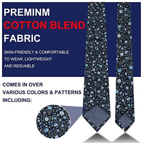 Image of Mantieqingway Men's Skinny Tie, Cotton Floral Ties for Men Wedding Necktie for Groom, Groomsmen, Missions, Dances