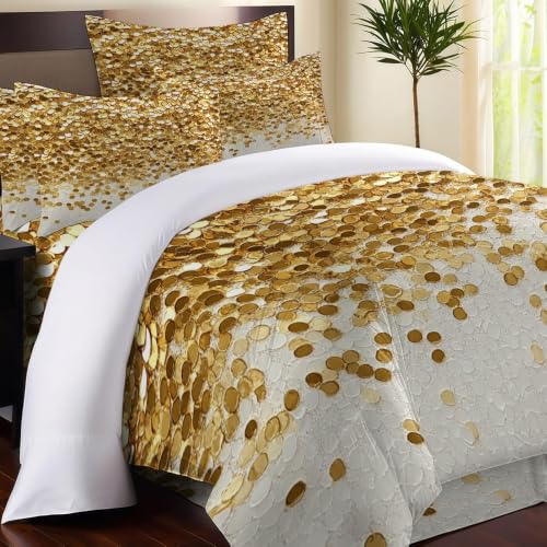 Housse de couette 200x200 microfibre anti-plis parure lit paillettes - 4
