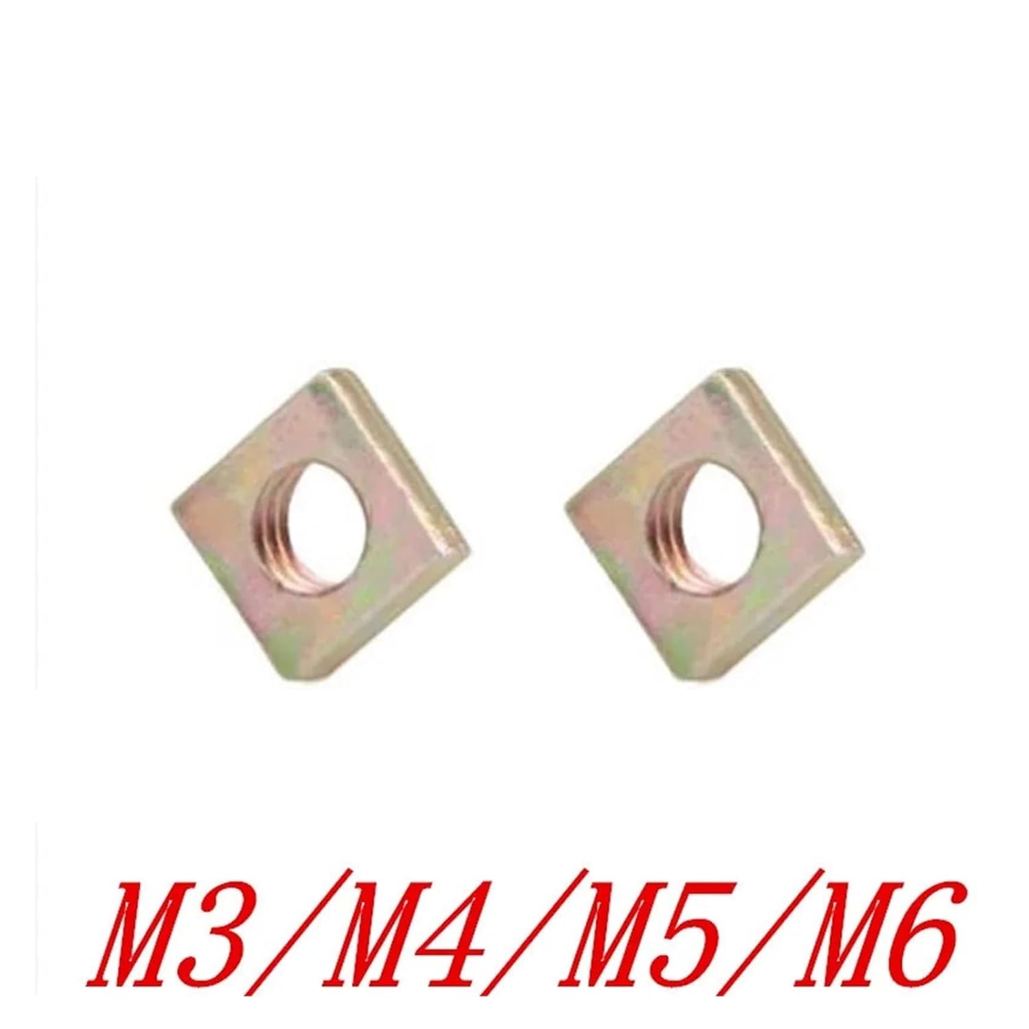 Square nut 500-1000pcs M3 M4 M5 M6 DIN562 Thin Metric Square Nut Nuts Steel with Colour zinc Plated(M3 1000pcs)