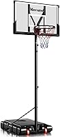 VISVEIL Portable Basketball Hoop: Adjustable 5.7-10ft Height, 45in Backboard System for Kids Teens Adults - Jet Black Outdoor Goal