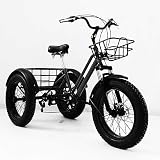 【2023 New Adult Tricycles】Features 20×4 inch Fat Tires, 7 Speed Shifting with Precise Rear Derailleur, Brand Chain for Smoother Riding, Stronger Corrosion Resistance. Aluminum Alloy Brake Handle and Dual Disc Brakes for Safety. Lightweight Rim, Comfo...