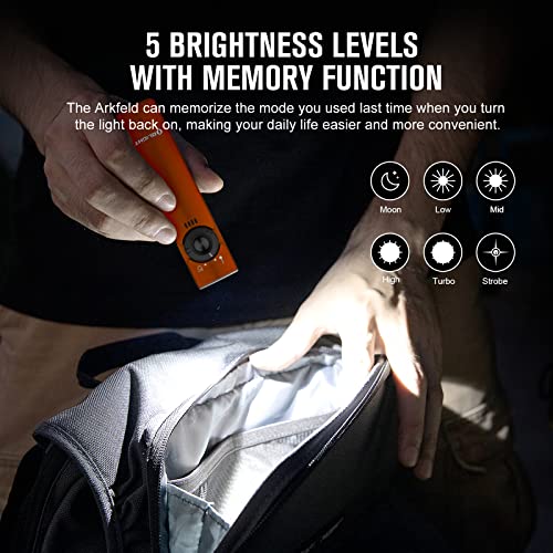 Olight Arkfeld Flat Flashlight 1000 Lumens Dual Light Source Edc Lights With Green Beam And White Led Combo, Powered By Rechargeable Built-In Battery For Outdoors, Emergency, Work (Orange Cool White) #TOP2