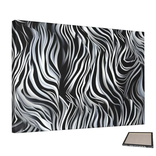 Peinture zèbre sur toile décoration murale salon esthétique sans cadre