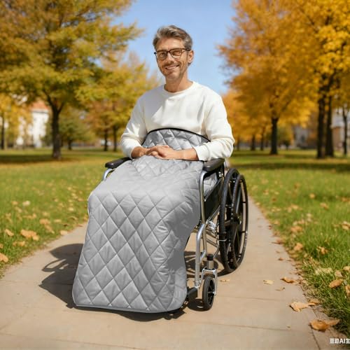 LPRYAO Rollstuhl Decke | Winter Dreilagige Verdickte Warme Erwachsene Rollstuhldecke Beindecke Kniedecke | Decke für Rollstuhlfahrer | Universelle Passform für Rollstühle (Hellgrau, 44.1 * 49.2inch)