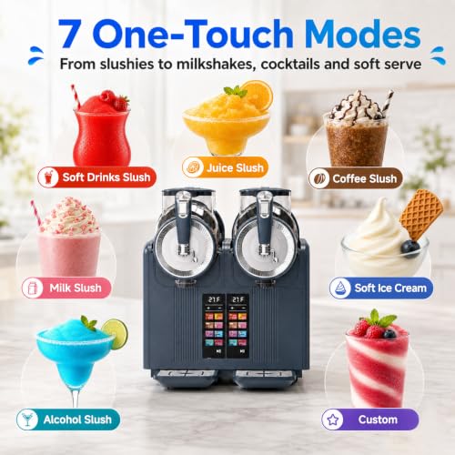 Image of SYINTAO Dual Tank Slushie Machine for home,135oz Soft Serve Ice Cream Maker