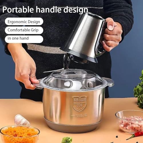 Image of Stainless Steel 5L Electric Meat Grinder, Multi Function Food Processor for Home, Kitchen & Restaurants, 3-Speed Food Chopper Blender for Vegetables, Fruits, Nuts (500W)