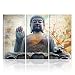 Buddha Wall Art Zen Canvas Print Buddha Statue with Lotus Flowers Pictures Patina Painting Framed Modern Home Decor for Living Room 24x36inch